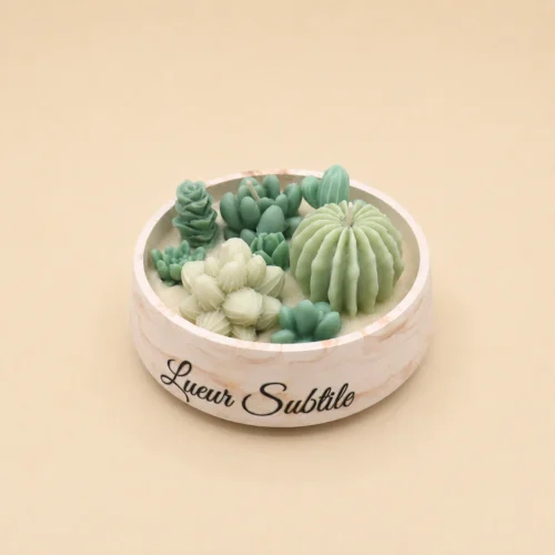 Bougie décorative Jardin de Cactus – Création artisanale parfumée a la fleur de cerisier