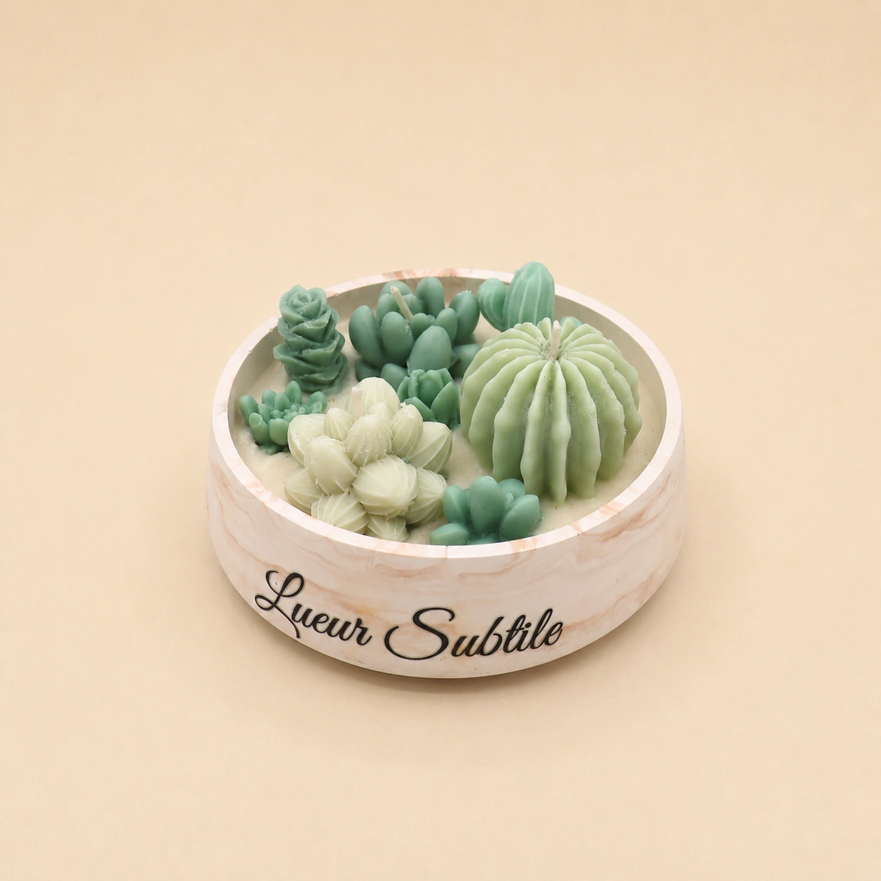 Bougie décorative Jardin de Cactus – Création artisanale parfumée a la fleur de cerisier