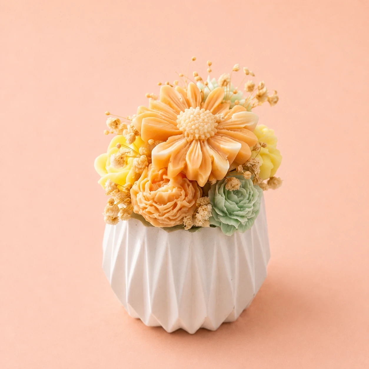 Petit bouquet de cire parfumé – Composition florale artisanale colorée