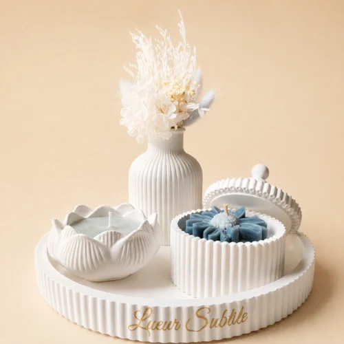 Bougie parfumée - Plateau decoratif en jesmonite