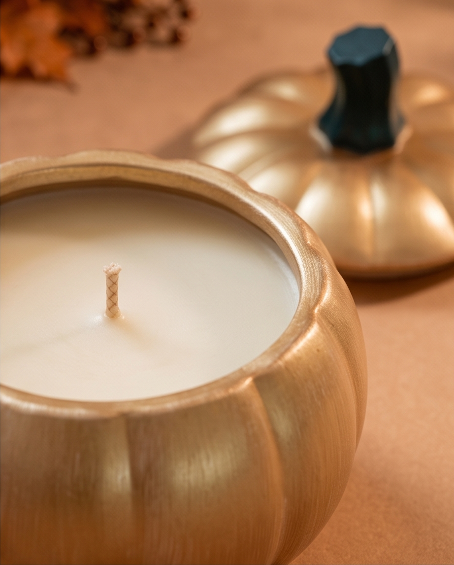 Bougie Citrouille Dorée Grand Format – Image 4