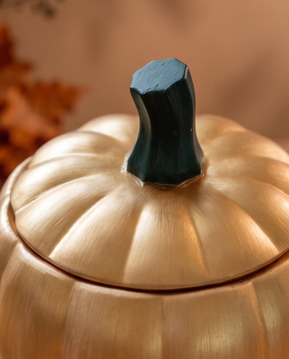 Bougie Citrouille Dorée Grand Format – Image 2